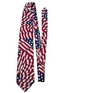 Beans McGee MADE IN THE USA Patriotic Red White and Blue Tie 100% Cotton
